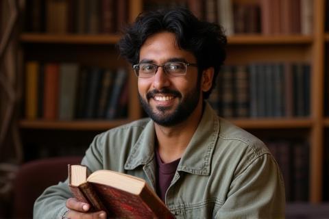 Photo of an author with their newly released book